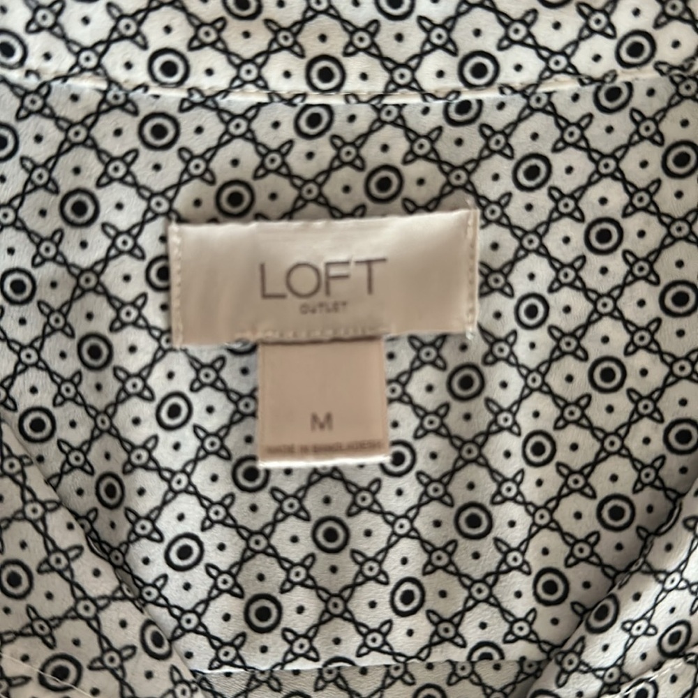 Loft Black & White Printed Women's Blouse (638) - Picture 13 of 15